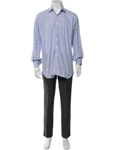 Pre-owned Turnbull & Asser Striped Long Sleeve Dress Shirt In Blue