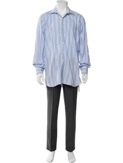 Pre-owned Turnbull & Asser Striped Long Sleeve Dress Shirt In Blue