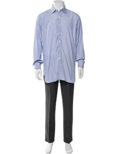 Pre-owned Turnbull & Asser Striped Long Sleeve Dress Shirt In Blue