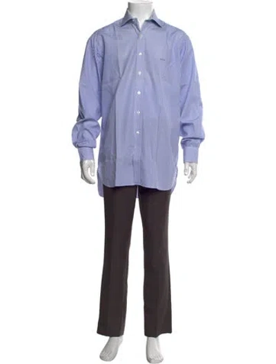 Pre-owned Turnbull & Asser Striped Long Sleeve Dress Shirt In Blue
