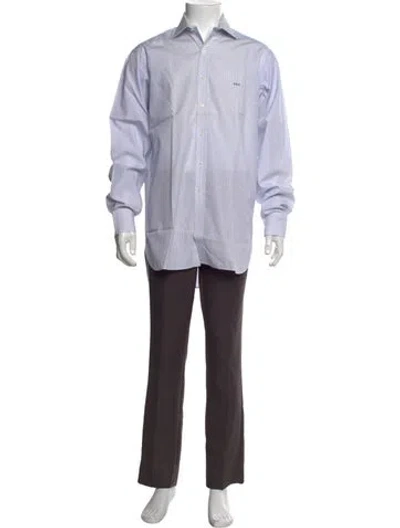 Pre-owned Turnbull & Asser Striped Long Sleeve Dress Shirt In Blue