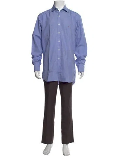 Pre-owned Turnbull & Asser Striped Long Sleeve Dress Shirt In Blue