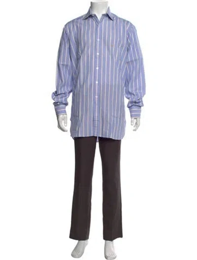 Pre-owned Turnbull & Asser Striped Long Sleeve Dress Shirt In Blue