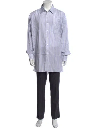 Pre-owned Turnbull & Asser Striped Long Sleeve Dress Shirt In Blue