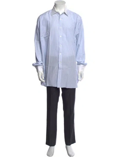 Pre-owned Turnbull & Asser Striped Long Sleeve Dress Shirt In Blue