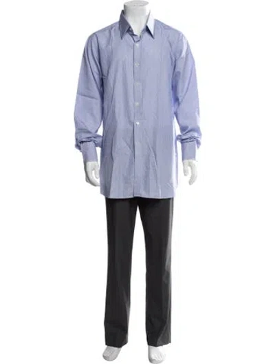 Pre-owned Turnbull & Asser Striped Long Sleeve Dress Shirt In Blue