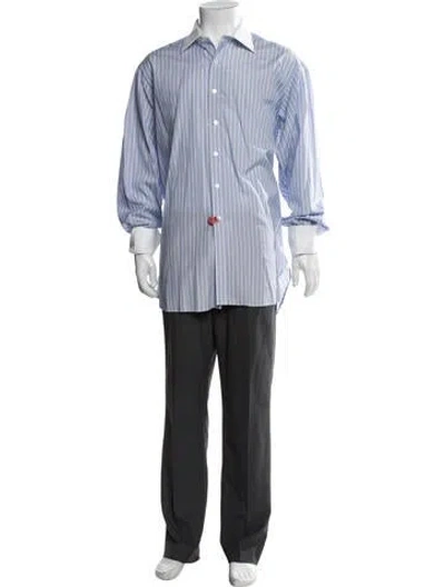 Pre-owned Turnbull & Asser Striped Long Sleeve Dress Shirt In Blue