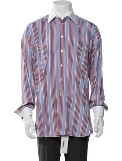 Pre-owned Turnbull & Asser Striped Long Sleeve Dress Shirt In Blue