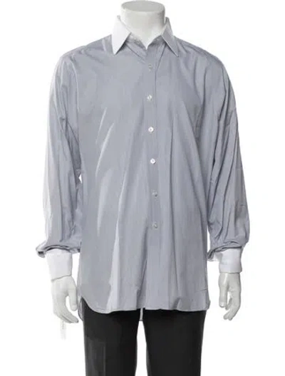 Pre-owned Turnbull & Asser Striped Long Sleeve Dress Shirt In Blue