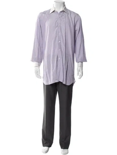 Pre-owned Turnbull & Asser Striped Long Sleeve Dress Shirt In Blue
