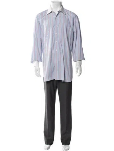 Pre-owned Turnbull & Asser Striped Long Sleeve Dress Shirt In Blue