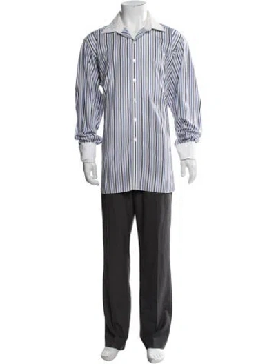 Pre-owned Turnbull & Asser Striped Long Sleeve Dress Shirt In Blue/purple