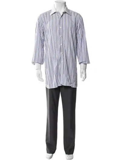 Pre-owned Turnbull & Asser Striped Long Sleeve Dress Shirt In Blue/purple