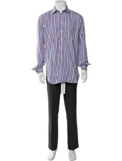 Pre-owned Turnbull & Asser Striped Long Sleeve Dress Shirt In Blue/purple