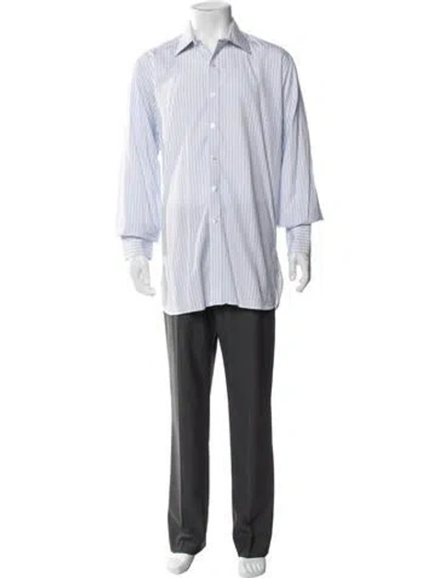Pre-owned Turnbull & Asser Striped Long Sleeve Dress Shirt In Blue/yellow