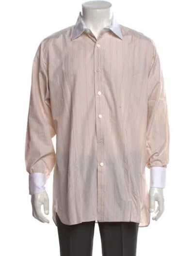 Pre-owned Turnbull & Asser Striped Long Sleeve Dress Shirt In Brown