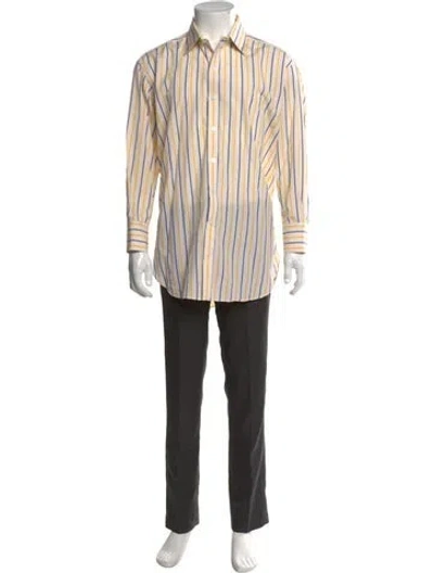 Pre-owned Turnbull & Asser Striped Long Sleeve Dress Shirt In Neutral