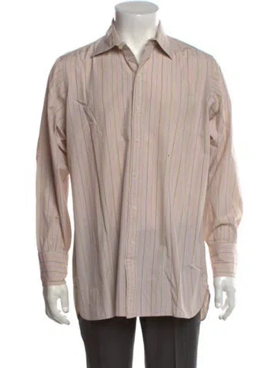 Pre-owned Turnbull & Asser Striped Long Sleeve Dress Shirt In Neutral
