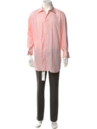 Pre-owned Turnbull & Asser Striped Long Sleeve Dress Shirt In Pink