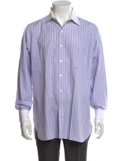 Pre-owned Turnbull & Asser Striped Long Sleeve Dress Shirt In Purple