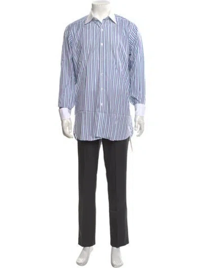 Pre-owned Turnbull & Asser Striped Long Sleeve Dress Shirt In Purple