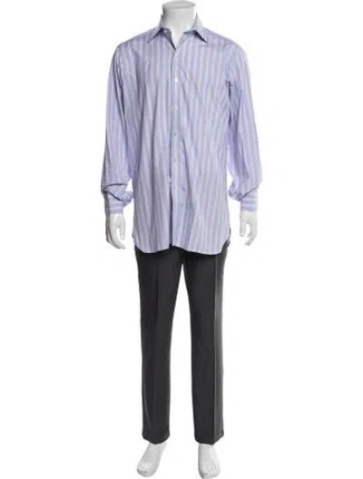 Pre-owned Turnbull & Asser Striped Long Sleeve Dress Shirt In Purple