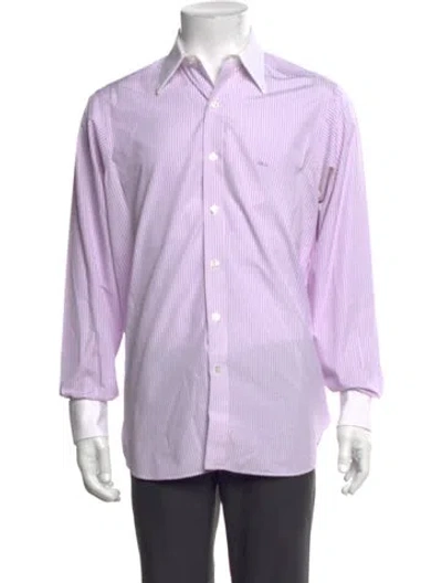Pre-owned Turnbull & Asser Striped Long Sleeve Dress Shirt In Purple