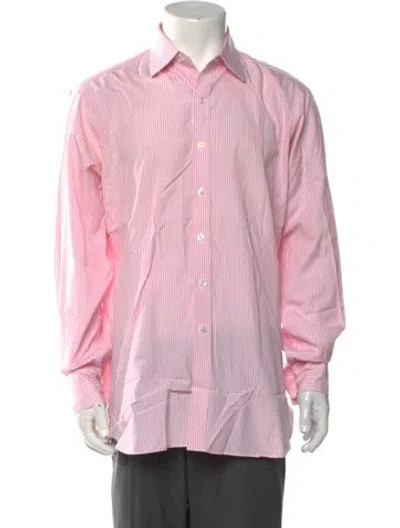 Pre-owned Turnbull & Asser Striped Long Sleeve Dress Shirt In Red