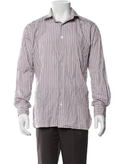 Pre-owned Turnbull & Asser Striped Long Sleeve Dress Shirt In Red