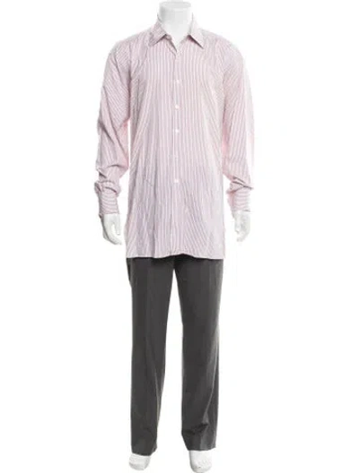 Pre-owned Turnbull & Asser Striped Long Sleeve Dress Shirt In Red