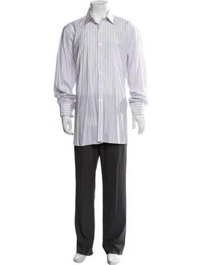 Pre-owned Turnbull & Asser Striped Long Sleeve Dress Shirt In Red