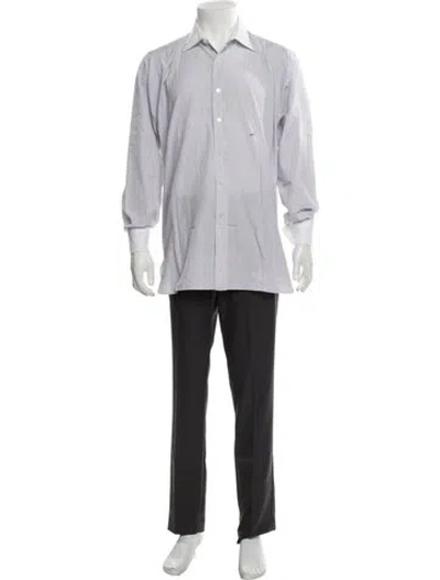 Pre-owned Turnbull & Asser Striped Long Sleeve Dress Shirt In White
