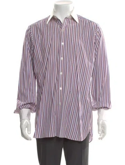 Pre-owned Turnbull & Asser Striped Long Sleeve Dress Shirt In White