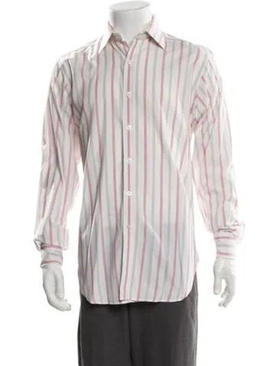 Pre-owned Turnbull & Asser Striped Long Sleeve Dress Shirt In White
