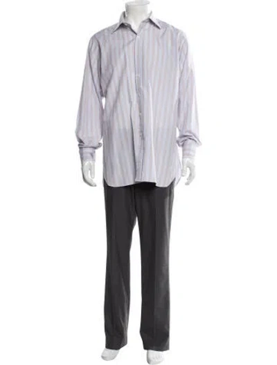Pre-owned Turnbull & Asser Striped Long Sleeve Dress Shirt In White