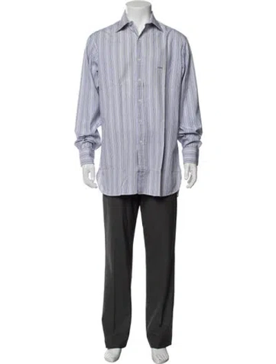 Pre-owned Turnbull & Asser Striped Long Sleeve Dress Shirt In White