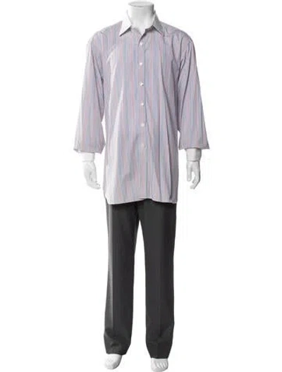 Pre-owned Turnbull & Asser Striped Long Sleeve Dress Shirt In White