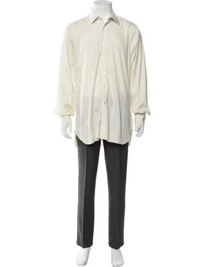 Pre-owned Turnbull & Asser Striped Long Sleeve Dress Shirt In Yellow