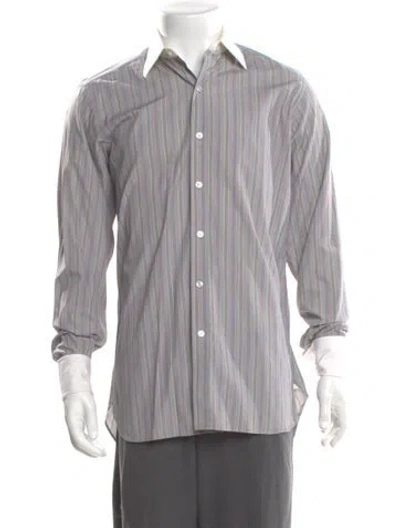 Pre-owned Turnbull & Asser Striped Long Sleeve Shirt In Gray