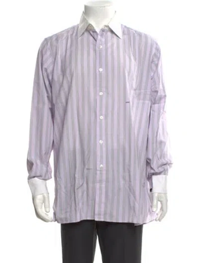 Pre-owned Turnbull & Asser Striped Long Sleeve Shirt In Purple
