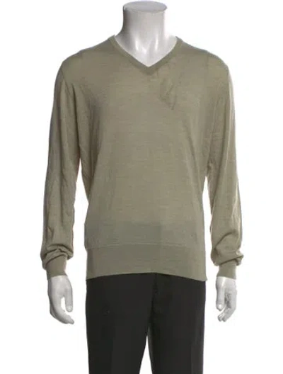 Pre-owned Turnbull & Asser V-neck Long Sleeve Pullover In Green