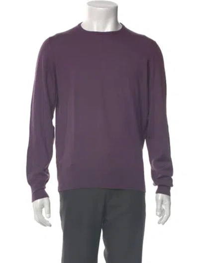 Pre-owned Turnbull & Asser Wool Crew Neck Pullover In Purple