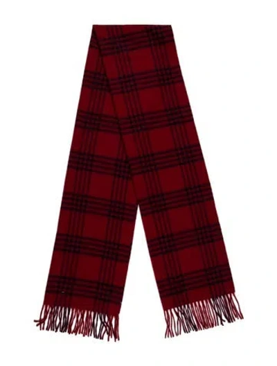 Pre-owned Turnbull & Asser Wool Plaid Print Scarf In Red