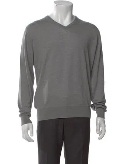 Pre-owned Turnbull & Asser Wool V-neck Pullover In Gray