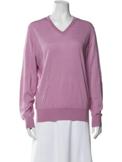 Pre-owned Turnbull & Asser Wool V-neck Sweater In Purple