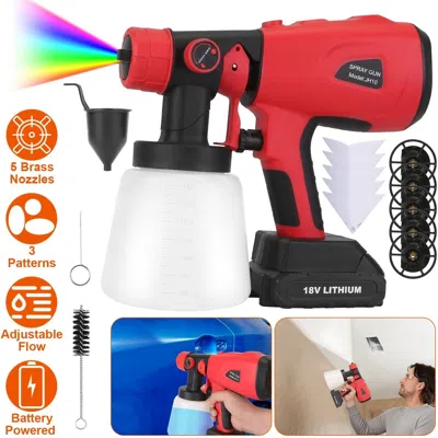 Turnikit Battery Powered Electric Paint Sprayer Hvlp Spray Painting Device Handheld Painter In Red