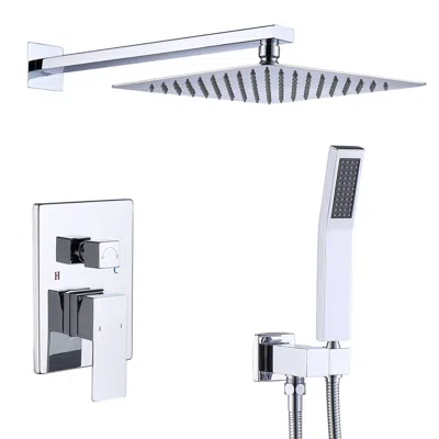 Turnikit Shower System Shower Faucet Combo Set Wall Mounted With 12" Rainfall Shower Head And Handheld Shower In White