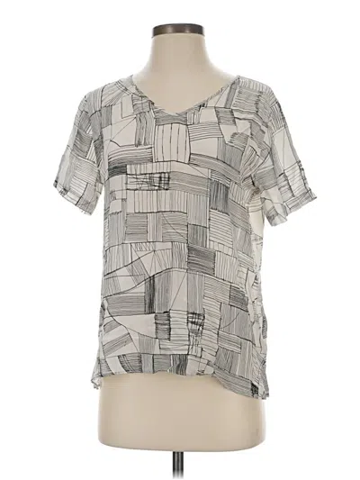 Pre-owned Turnover Short Sleeve Blouse In Gray