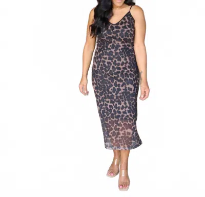 Turquoise Haven Cheetah Mesh Dress In Black