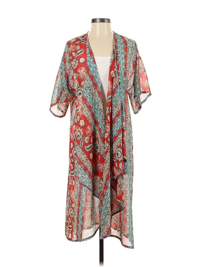 Pre-owned Turquoise Haven Kimono In Red